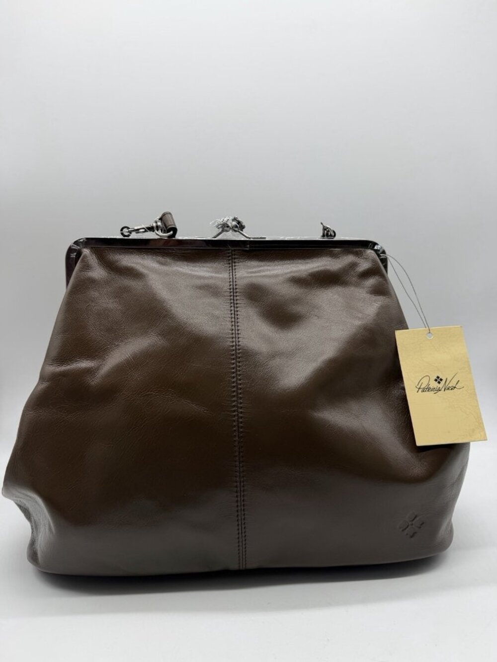 PATRICIA NASH Serafina leather extra large clutch shoulder bag - Mushroom Brown